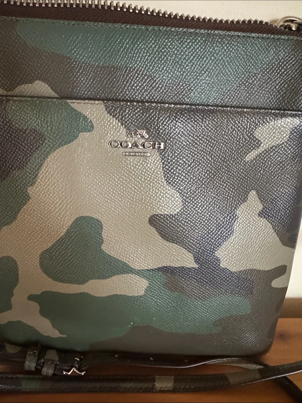 COACH Green Camouflage Print Crossbody Bag With Large Slip-On Pocket
